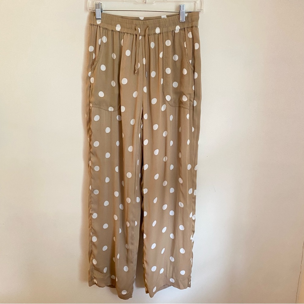 Ellie Tahari Tan & White Pants With drawstring waist